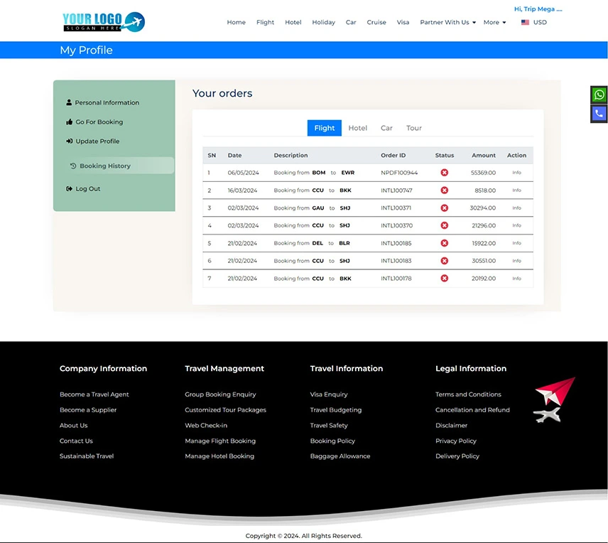 Elevate Your B2C Traveler's Expedition
with Tripmegamart's Prime Traveler Dashboard Experience
